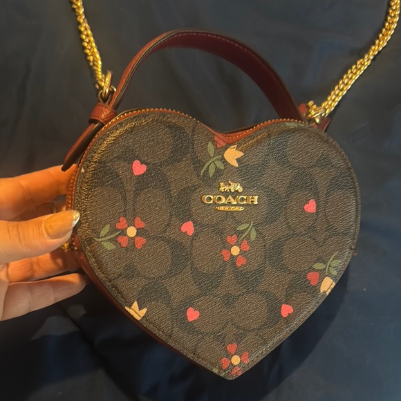Coach Mini Brown and Red Heart Bag - Picture 1 of 10